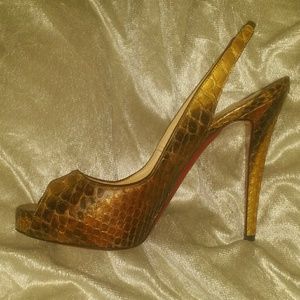 Christian Louboutin metallic python platforms